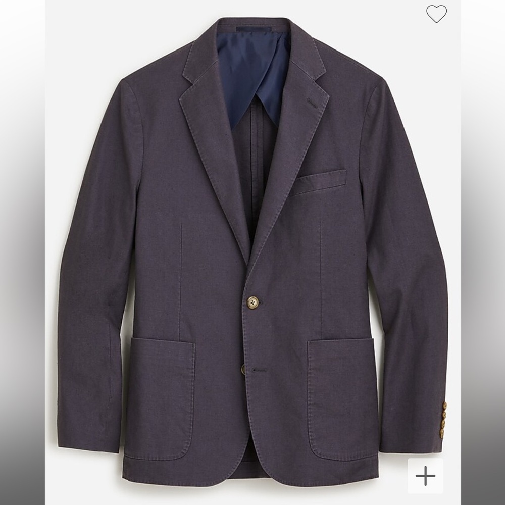 J Crew Navy Classic-fit suit jacket with hemp and cotton blend